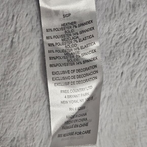 Free Country Activewear Long Sleeve Shirt Sz S Heathered Grey Ruched Side Ties - Picture 4 of 5